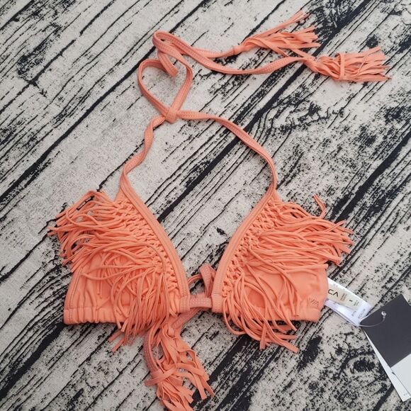 RVCA Waranway Fringed Bikini Triangle Top - Picture 2 of 11